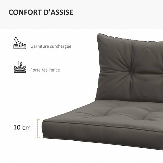 Outsunny - Lot 4 coussins jardin 2 assise + 2 dossier capitonné polyester gris anthracite - Outsunny - Image 4