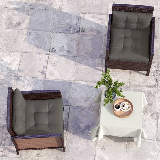 Outsunny - Lot 4 coussins jardin 2 assise + 2 dossier capitonné polyester gris anthracite - Outsunny - Image 5