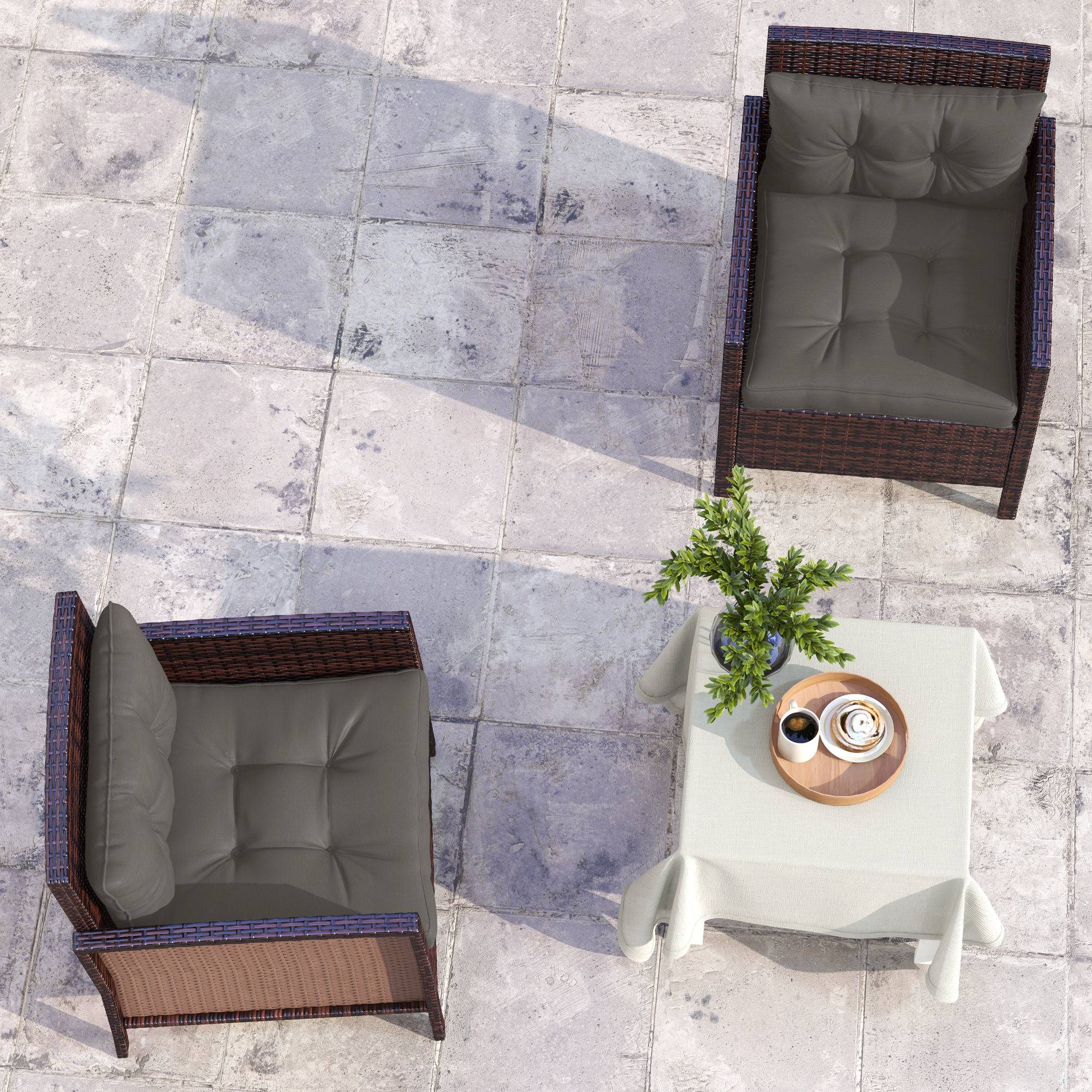 Outsunny - Lot 4 coussins jardin 2 assise + 2 dossier capitonné polyester gris anthracite - Outsunny - Image 5