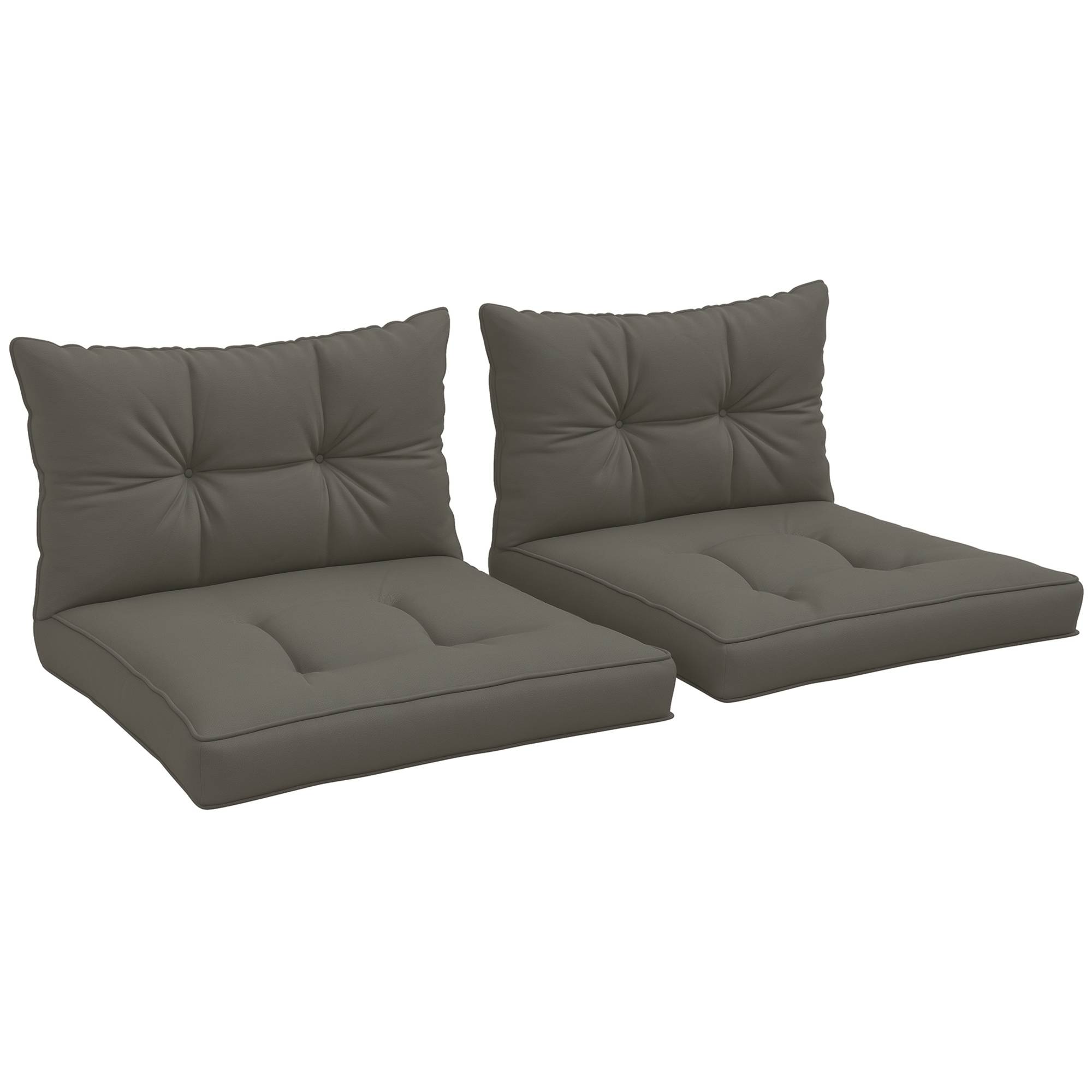 Outsunny - Lot 4 coussins jardin 2 assise + 2 dossier capitonné polyester gris anthracite - Outsunny - Image 1