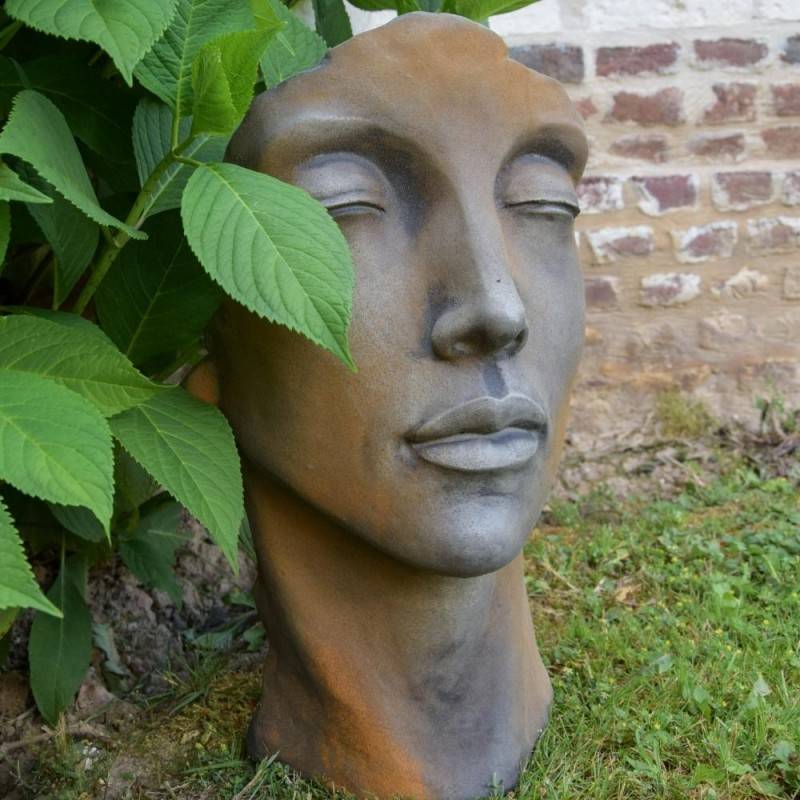 Jardinex - Statue visage femme extérieur petit format - Gris beton 50 cm - Jardinex - Imagen 2