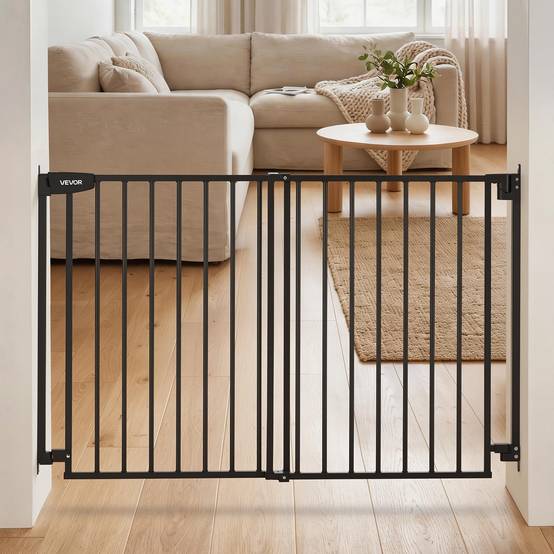 Vevor - VEVOR Barrière de sécurité bébé réglable 778–1210 mm, hauteur 760 mm, sans barre au sol, fixation par perçage, double verrouillage, noir. - Image 8