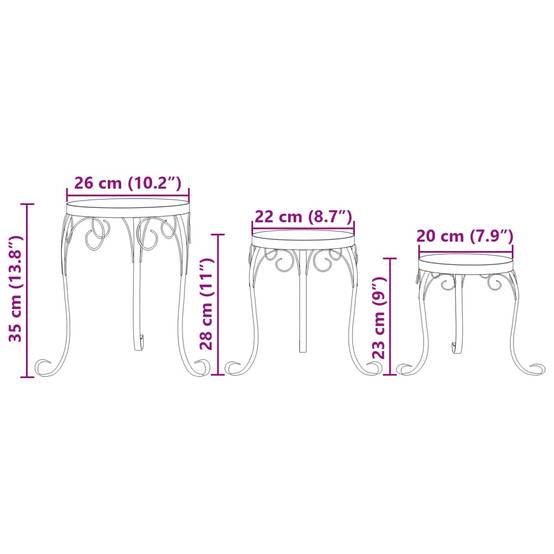 Set de 3 Supports à Plantes Céramique et Fer Design Mosaïque pour Jardin Balcon Patio Terre Cuite – ComfortXL Outdoor Living - Image 9