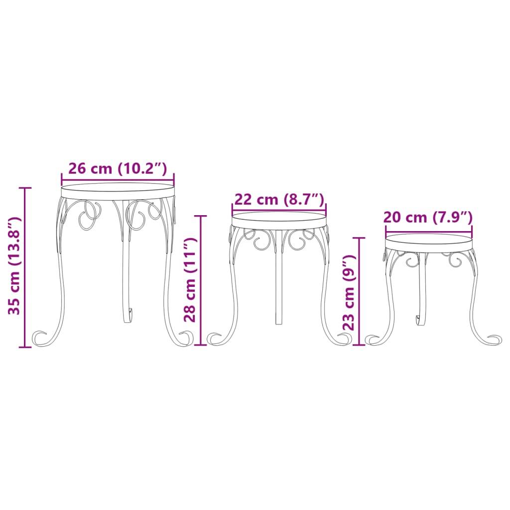 Set de 3 Supports à Plantes Céramique et Fer Design Mosaïque pour Jardin Balcon Patio Terre Cuite – ComfortXL Outdoor Living - Imagen 9
