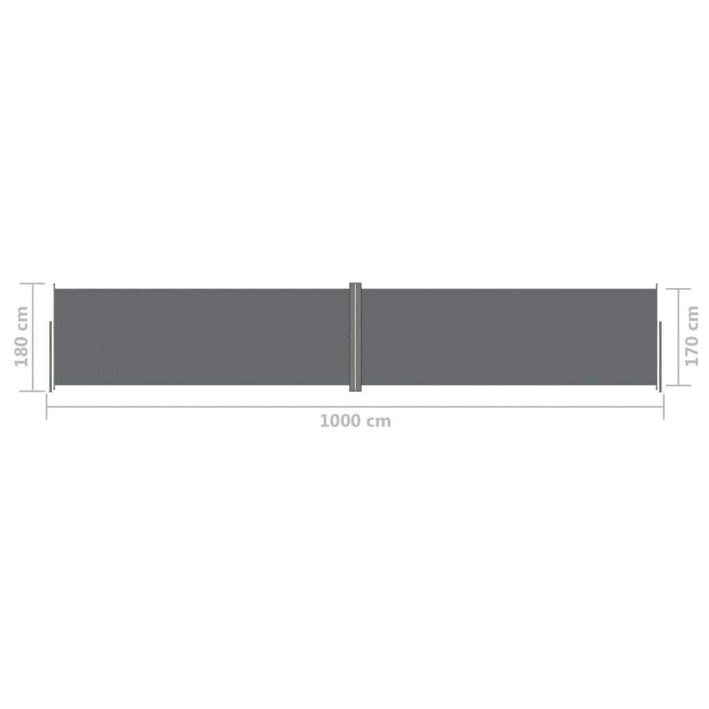 Helloshop26 - Auvent paravent store brise-vue latéral rétractable de patio jardin terrasse balcon protection visuelle écran 180 x 1000 cm anthracite - Imagen 6