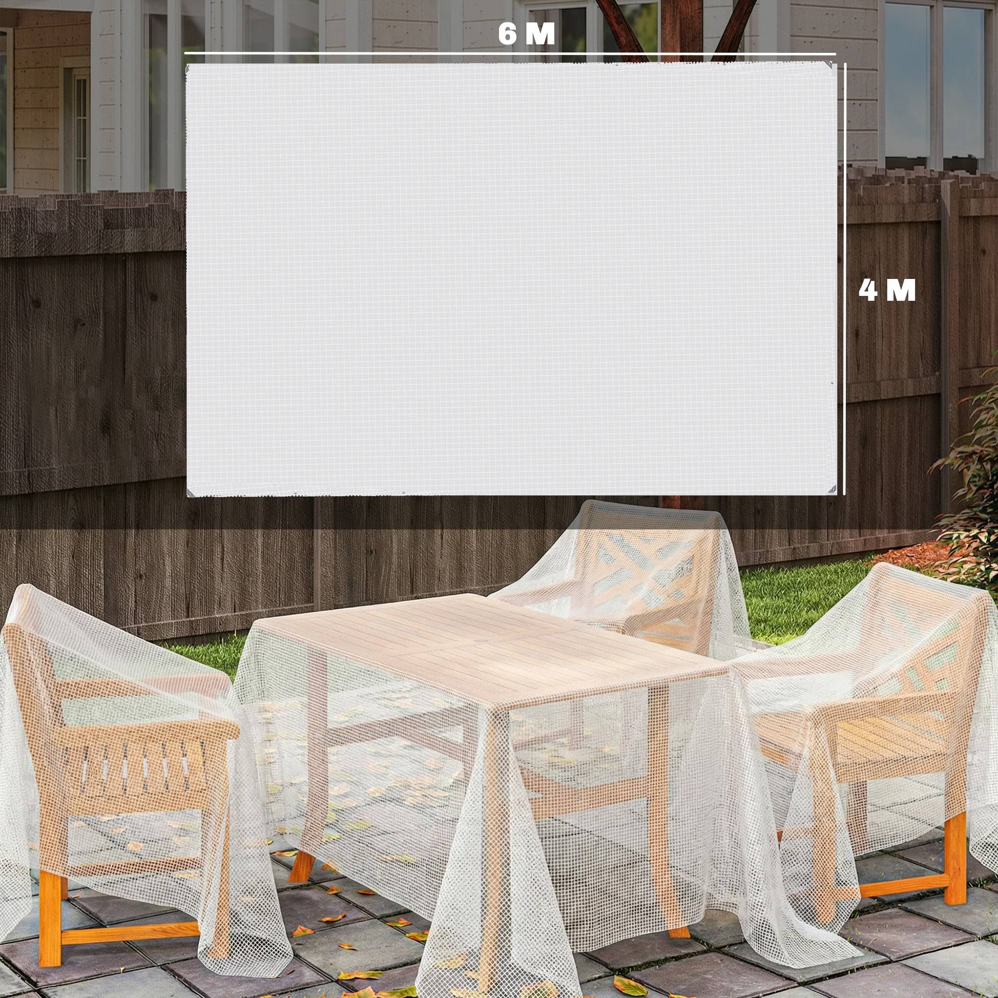 ComfortXL - Bâche de protection PE 4 x 6 m blanche 140 g/m² pour jardin voiture et bois étanche avec œillets renforcés - Image 3