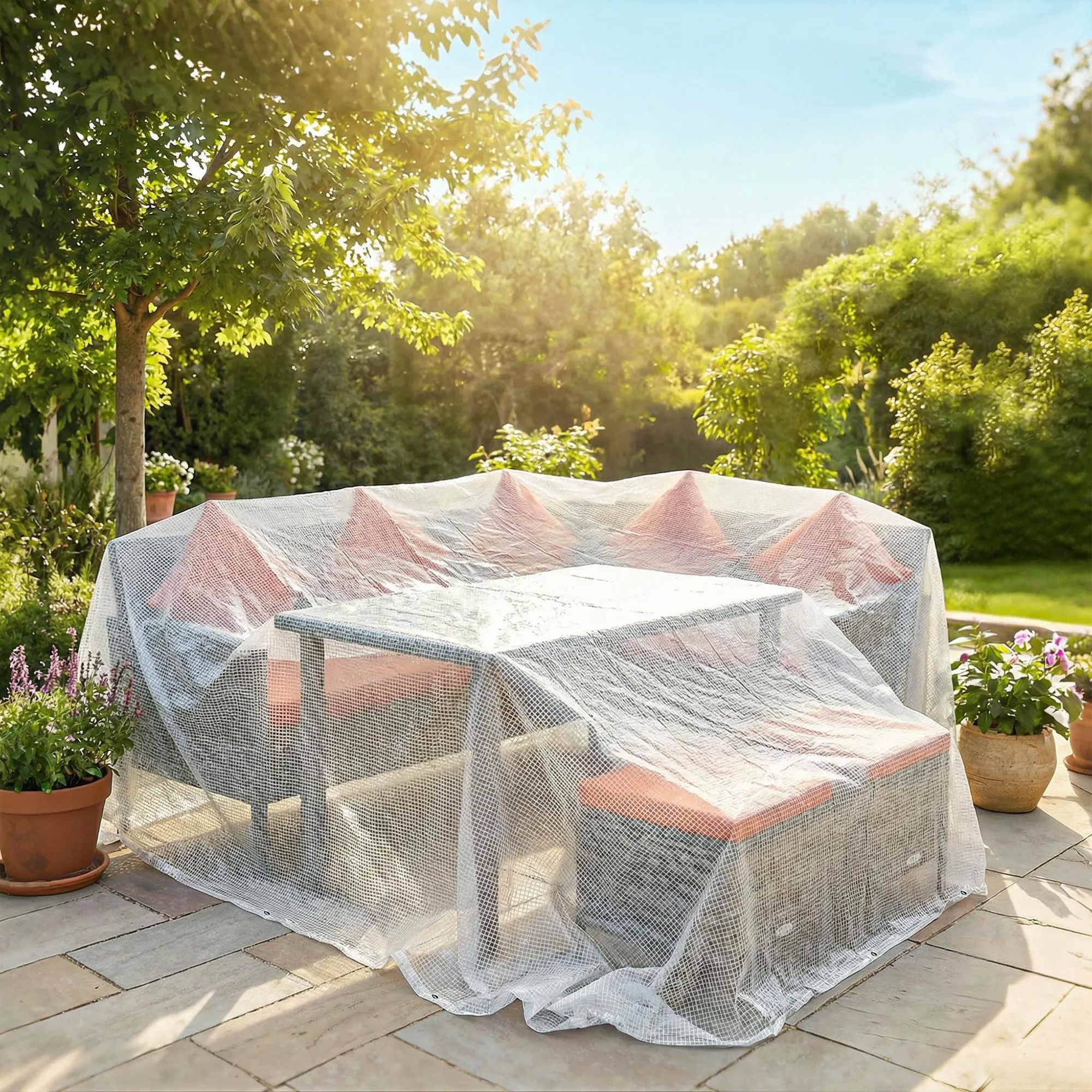 ComfortXL - Bâche de protection PE 4 x 6 m blanche 140 g/m² pour jardin voiture et bois étanche avec œillets renforcés - Image 7