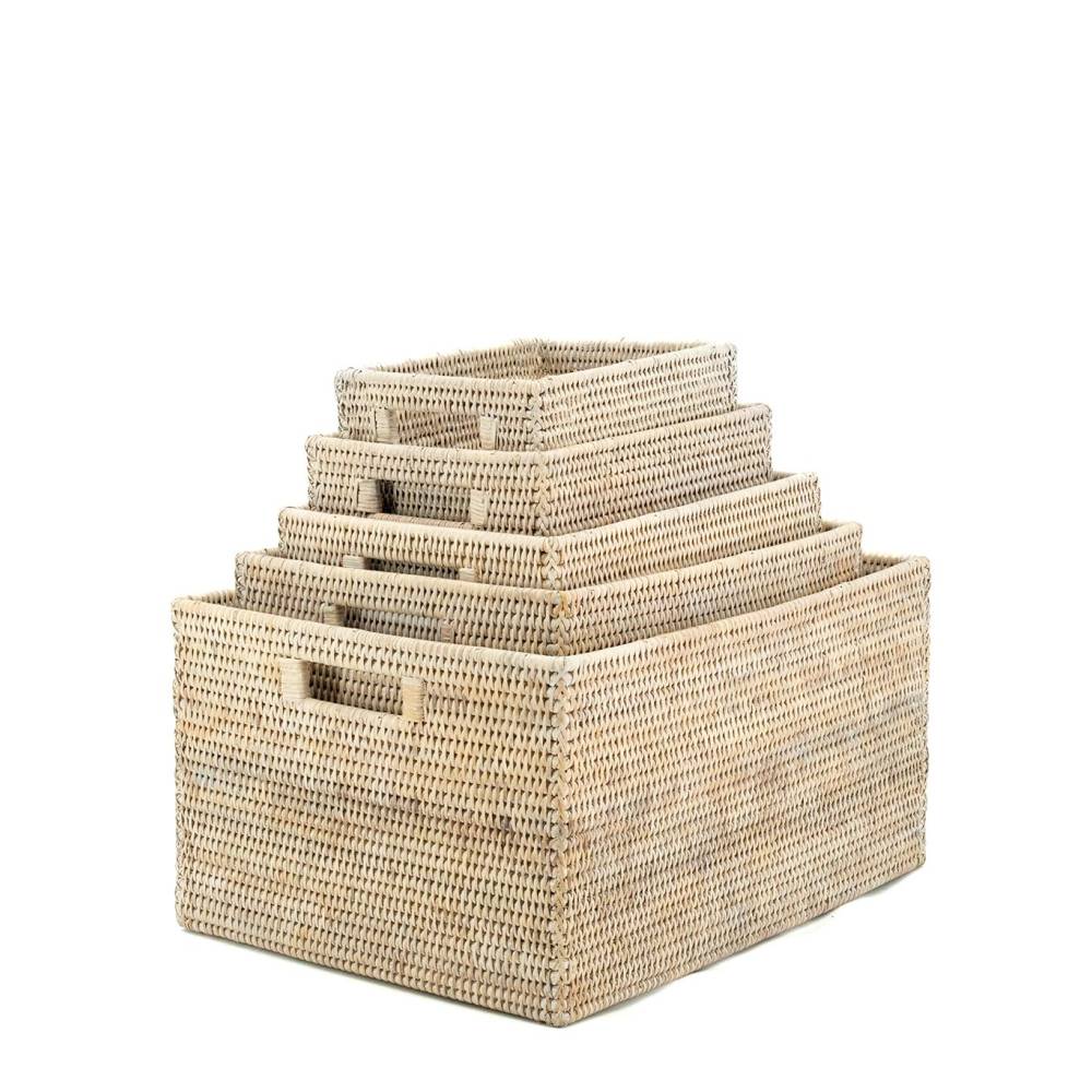 Aubry Gaspard - Corbeille rangement en rotin 24 x 19 x 13 cm - Imagen 4