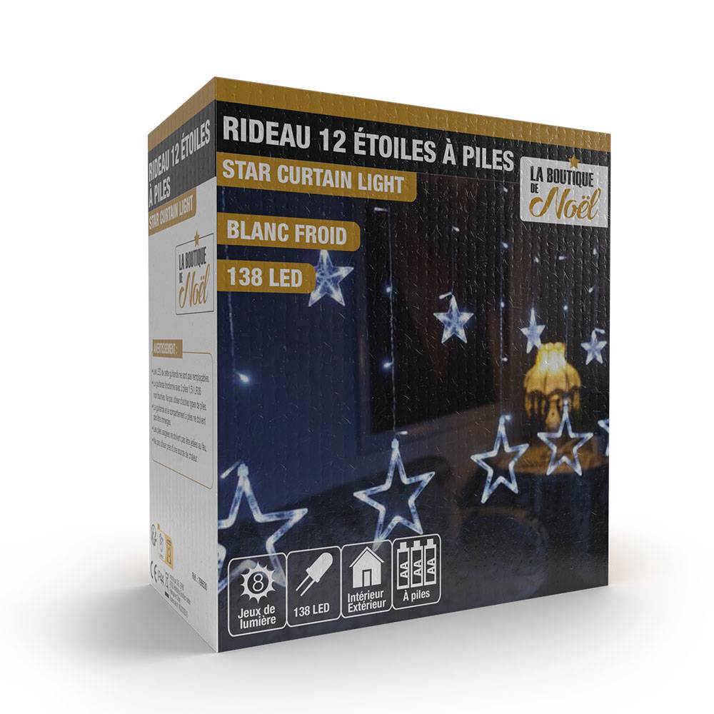 Rideaux lumineux étoilé avec LED à piles - Imagen 1
