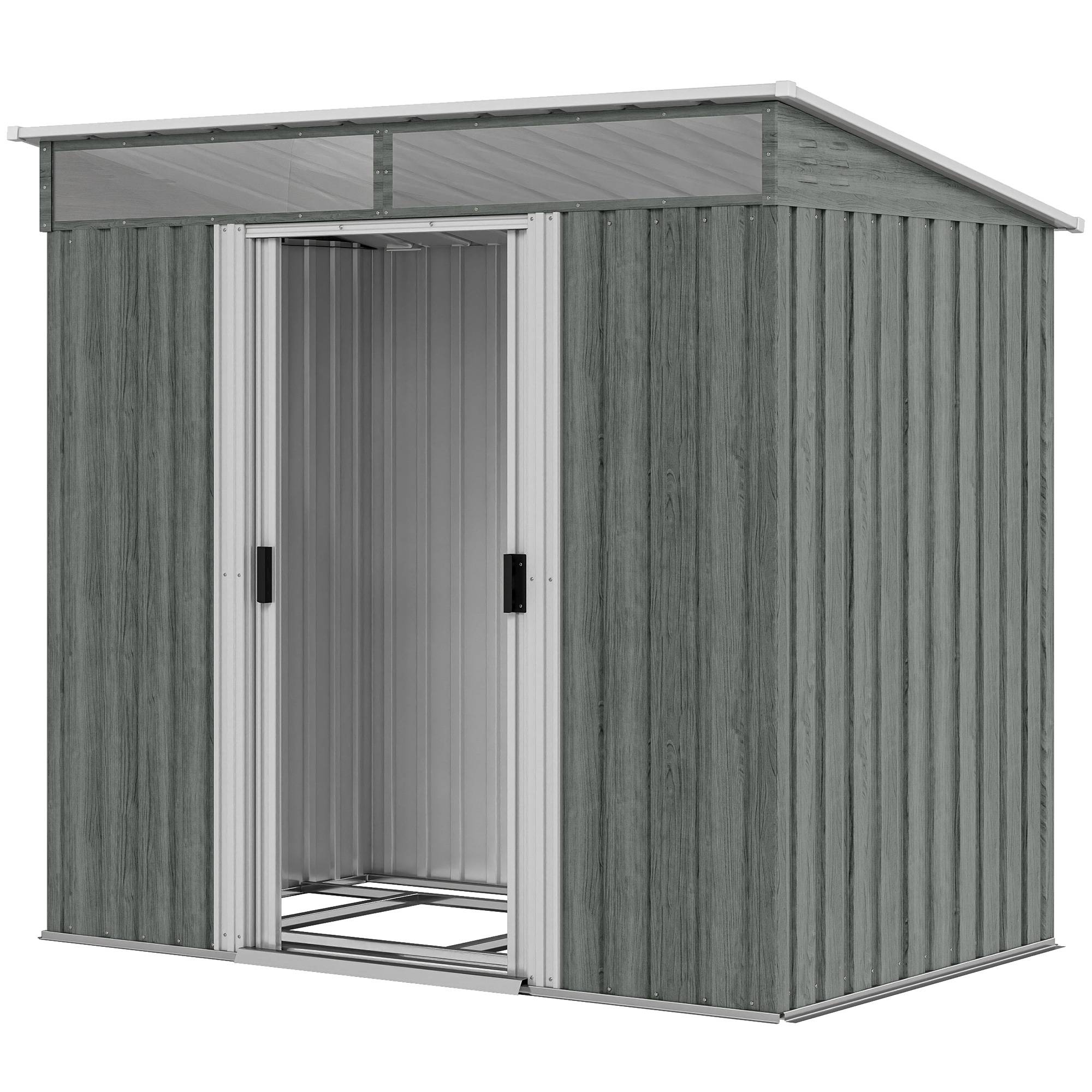 Abri de jardin avec portes coulissantes et plancher en acier, 195 x 122 x 181,5 cm, gris clair - Image 2
