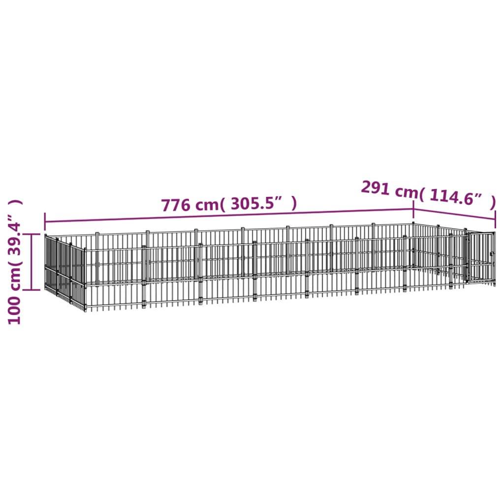 Vidaxl - Chenil d'extérieur pour chiens Acier 22,58 m² vidaXL 3124621 - Imagen 3