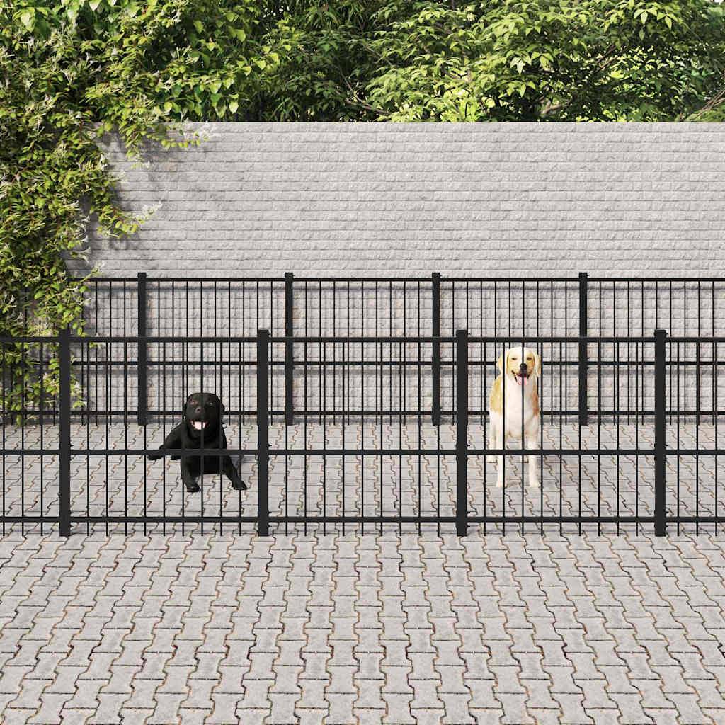 Vidaxl - Chenil d'extérieur pour chiens Acier 22,58 m² vidaXL 3124621 - Imagen 1