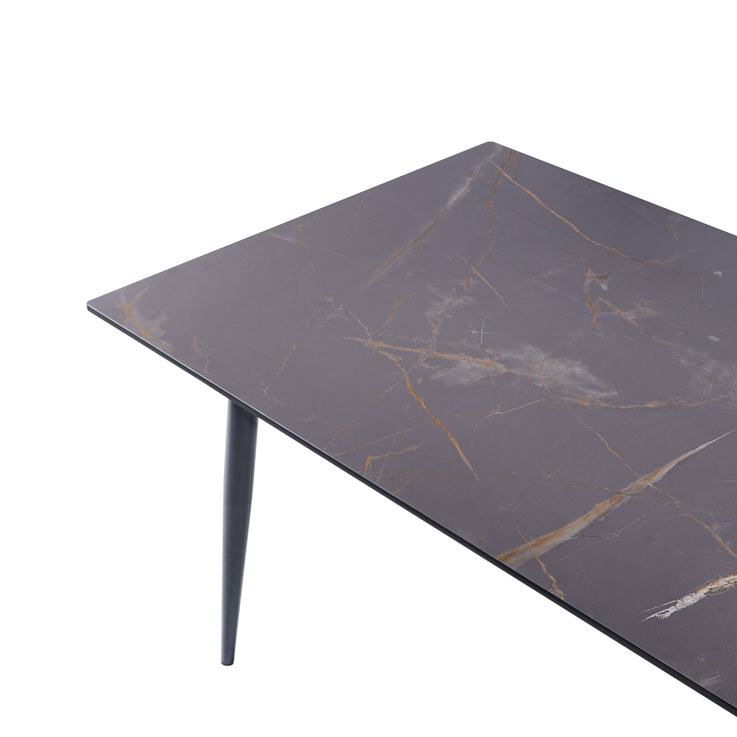 Table de repas Panneau stratifié haute pression HPL Marbre gris TOLENTINO - Beliani - Image 4