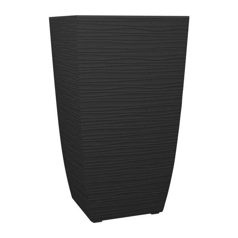 Eda - Eda Bac A Fleurs Carré Haut Diva Stone 42 L - Avec Bac Amovible - Extérieur Ou Intérieur - Décor Vagues - 43,5 X 43,5 X H.78 - Imagen 1