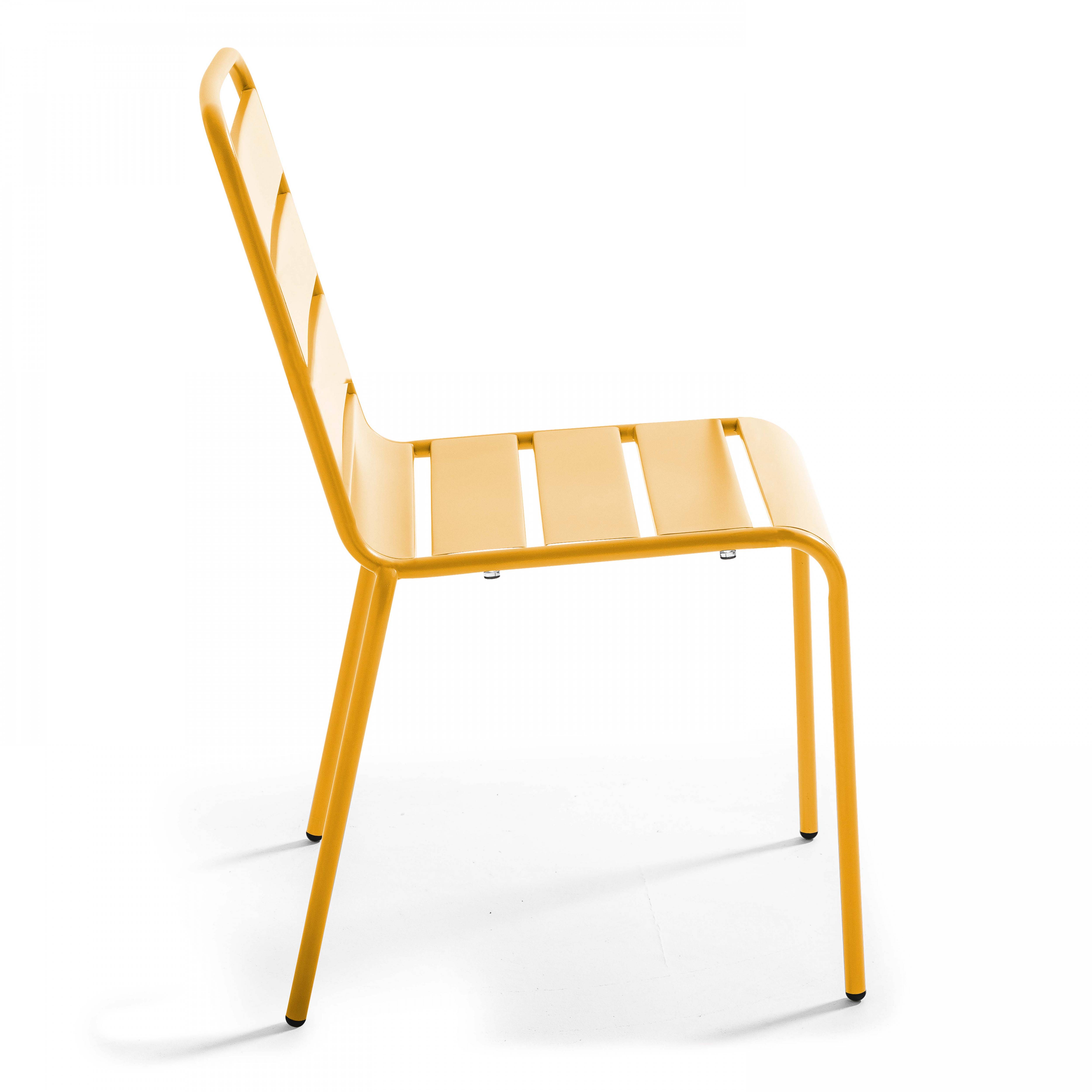 Oviala - Ensemble table de jardin ronde et 2 chaises métal jaune Palavas - Oviala - Imagen 6