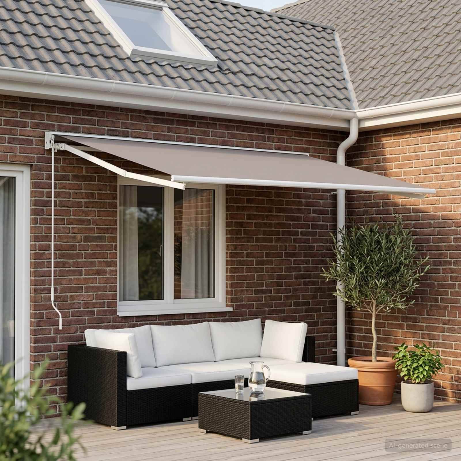ComfortXL - Toile de store banne polyester terrasse protection UV pluie Gris clair 300x250 cm - ComfortXL Outdoor Living - Image 1