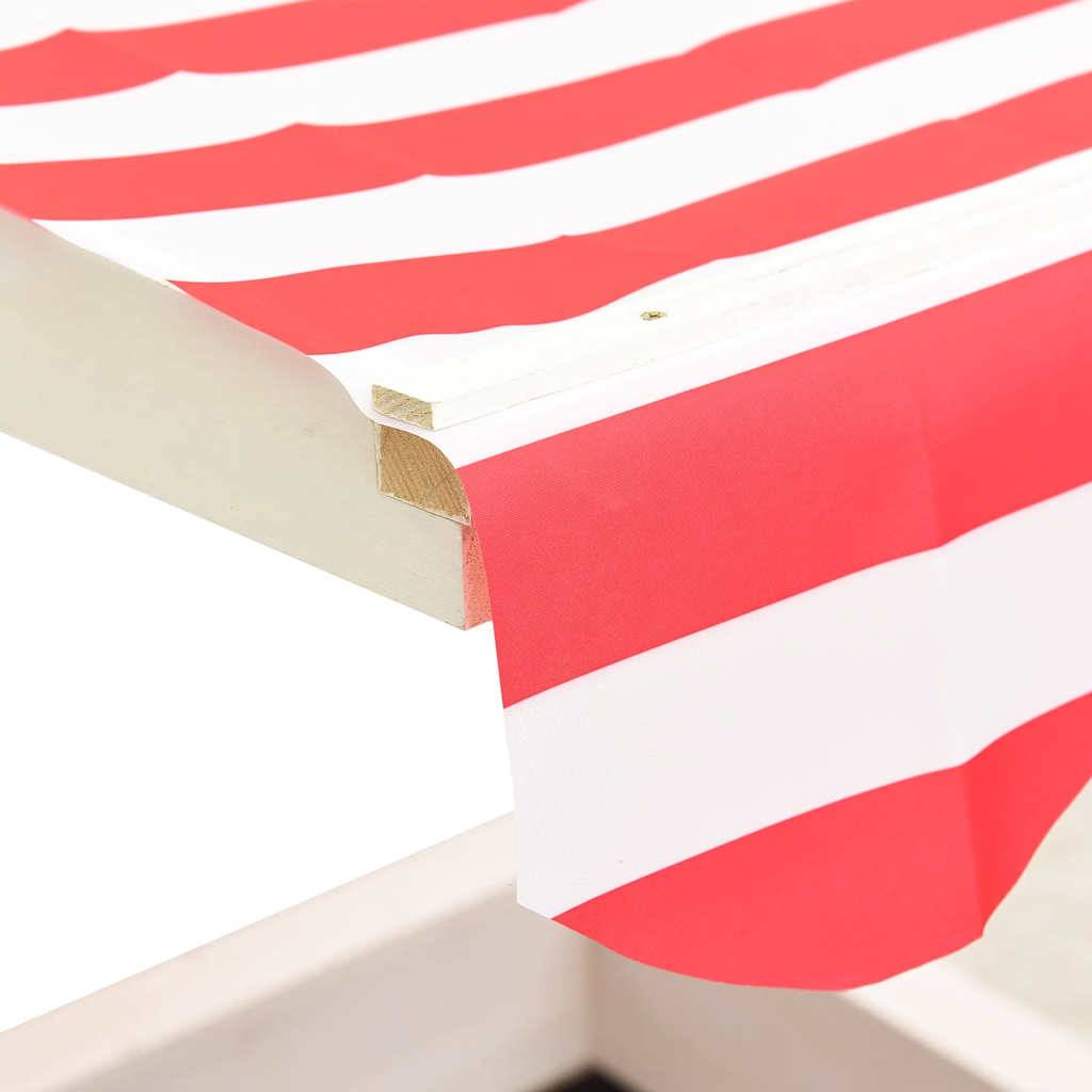 Bac à sable - Maison de jeu pour enfants et toit réglable Bois de sapin Blanc et rouge UV50 - Image 5