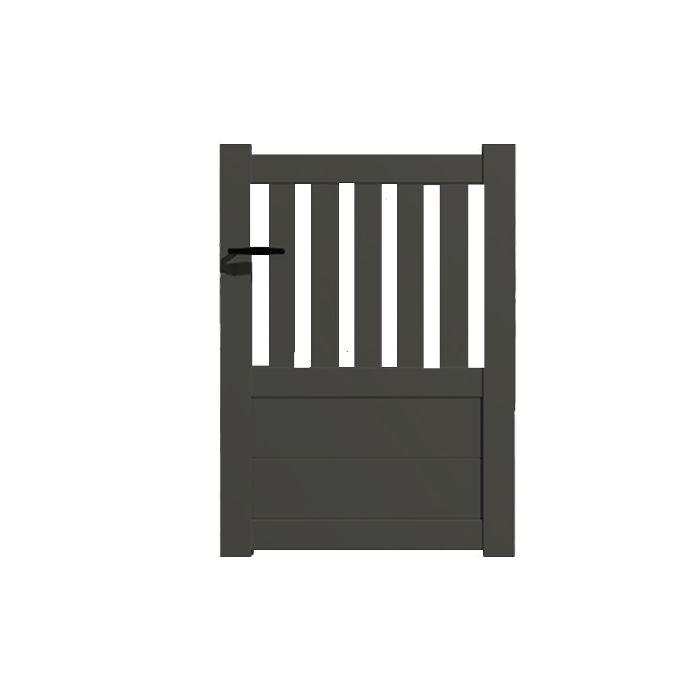 Portail Packit - Portillon alu modèle semi-ajouré en kit dim. L.1000 (entre piliers) x H.1300  Gris Quartz (RAL 7039)