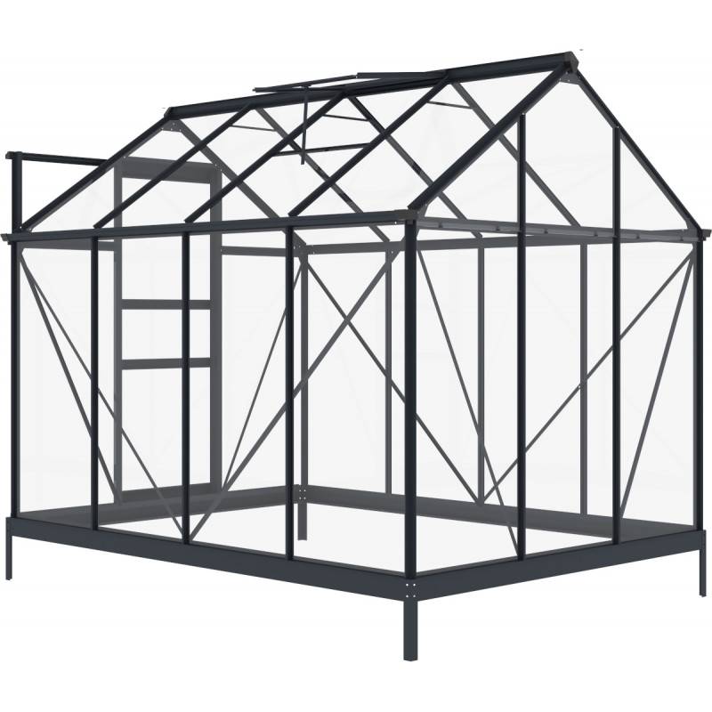 Serre de jardin 4,57m² aluminium anthracite verre trempé 4mm avec embase Green Protect Rinca - Image 7