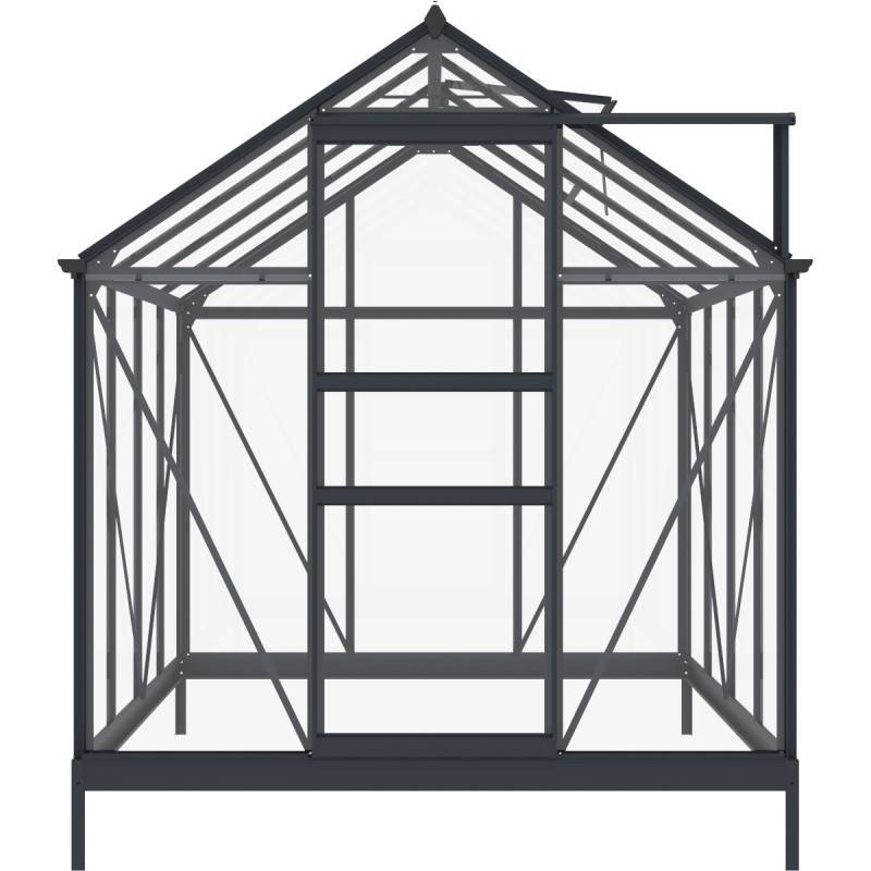 Serre de jardin 4,57m² aluminium anthracite verre trempé 4mm avec embase Green Protect Rinca - Image 4