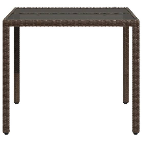 PANGIVO - Table de jardin résine tressée marron verre trempé 90 x 90 x 75 cm - PANGIVO - Image 5