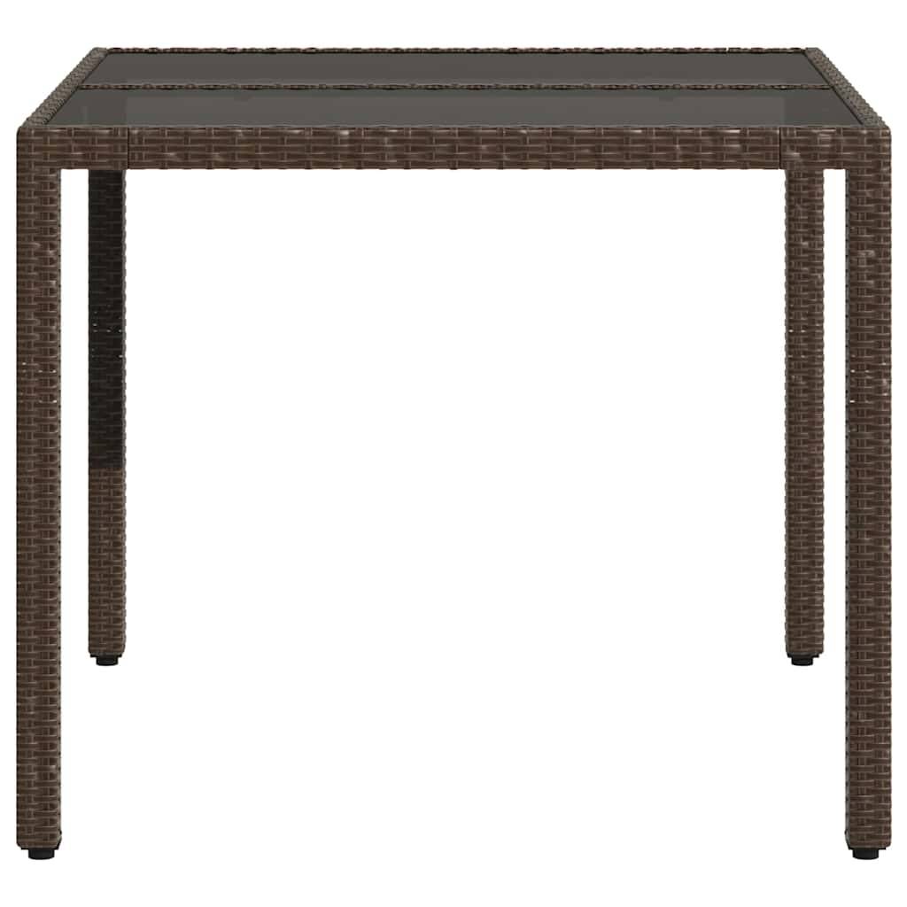 PANGIVO - Table de jardin résine tressée marron verre trempé 90 x 90 x 75 cm - PANGIVO - Image 5