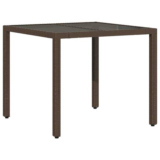 PANGIVO - Table de jardin résine tressée marron verre trempé 90 x 90 x 75 cm - PANGIVO - Image 2