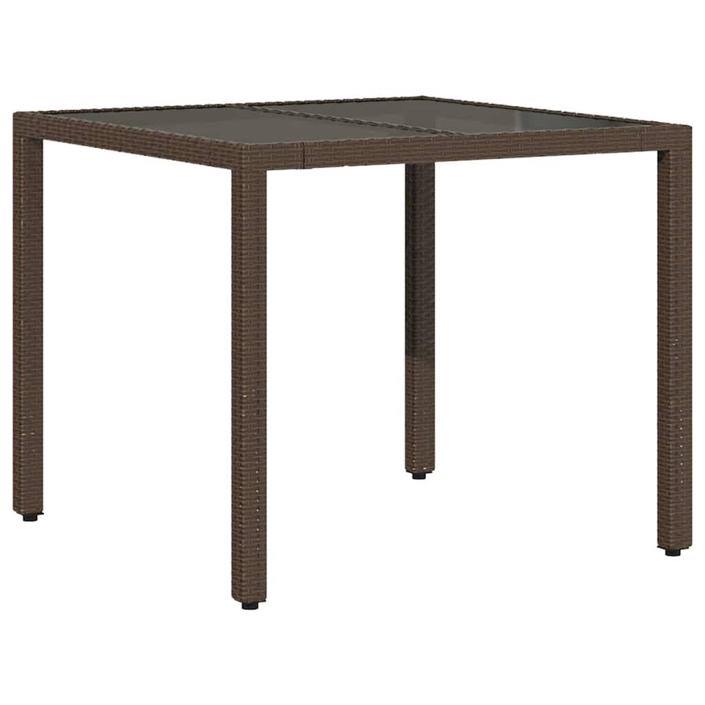 PANGIVO - Table de jardin résine tressée marron verre trempé 90 x 90 x 75 cm - PANGIVO - Image 2