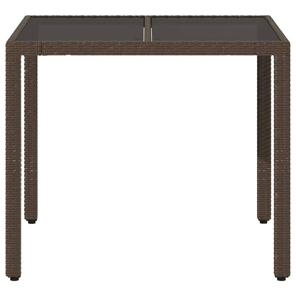 PANGIVO - Table de jardin résine tressée marron verre trempé 90 x 90 x 75 cm - PANGIVO - Image 4