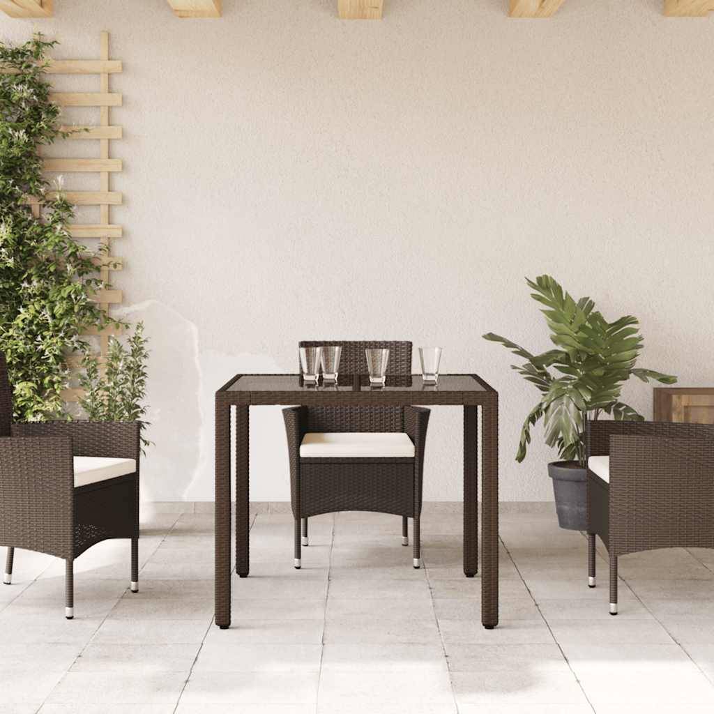 PANGIVO - Table de jardin résine tressée marron verre trempé 90 x 90 x 75 cm - PANGIVO - Image 3
