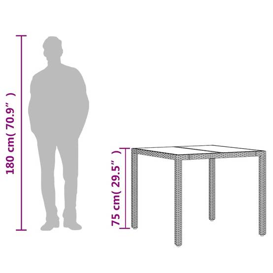 PANGIVO - Table de jardin résine tressée marron verre trempé 90 x 90 x 75 cm - PANGIVO - Image 9
