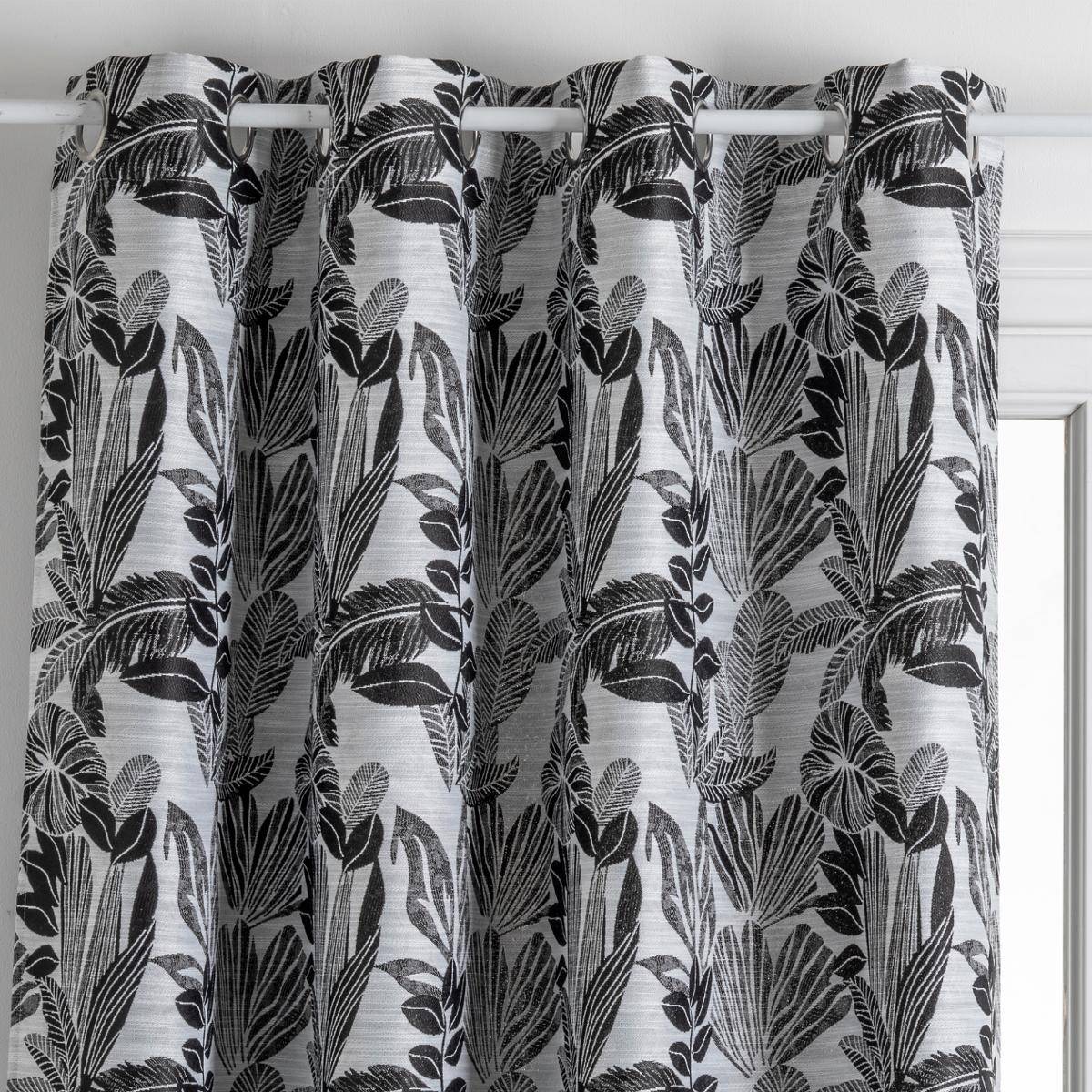 Atmosphera - Lot de 2 Rideaux à  œillets Jacquard Noir 140 x 260 cm - Imagen 2