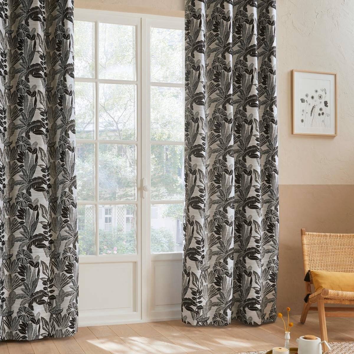 Atmosphera - Lot de 2 Rideaux à  œillets Jacquard Noir 140 x 260 cm - Imagen 3