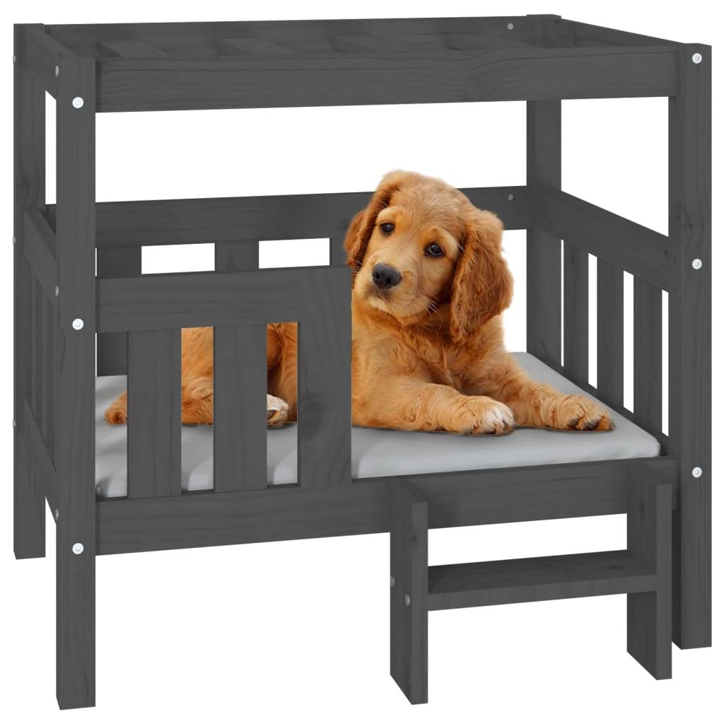 Vidaxl - Lit pour chien Gris 75,5x63,5x70 cm Bois de pin solide vidaXL 822379 - Imagen 5