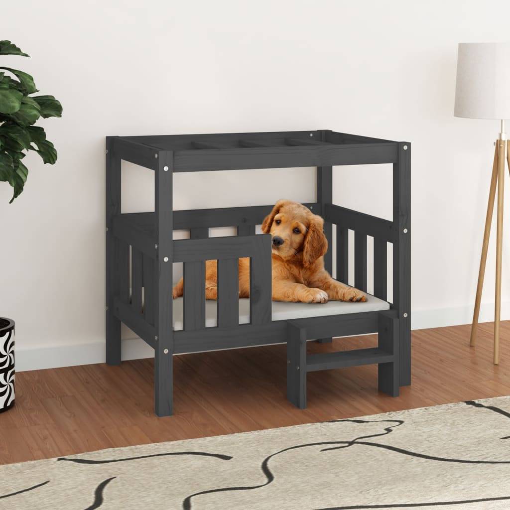 Vidaxl - Lit pour chien Gris 75,5x63,5x70 cm Bois de pin solide vidaXL 822379 - Imagen 1