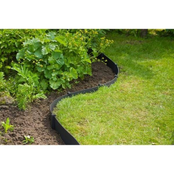 Nature - Bordure de jardin - NATURE - Noir - PE recyclé, épaisseur 3 mm - H7,5 cm x 10m - 10 Ancres noires - H19,5x 1,9x 1,8cm - Image 6