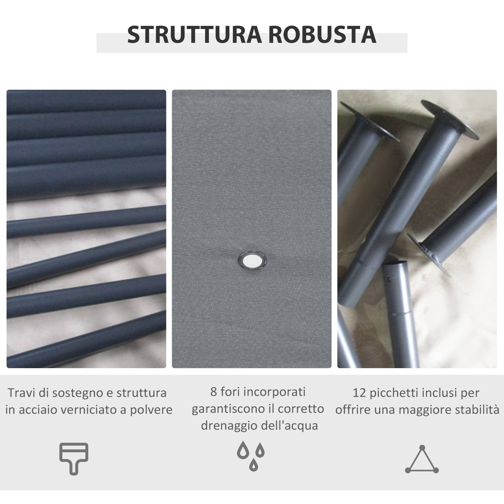 Tonnelle de jardin métal rideaux amovibles terrasse toit imperméable 3x4m gris - ComfortXL Outdoor Living - Image 6
