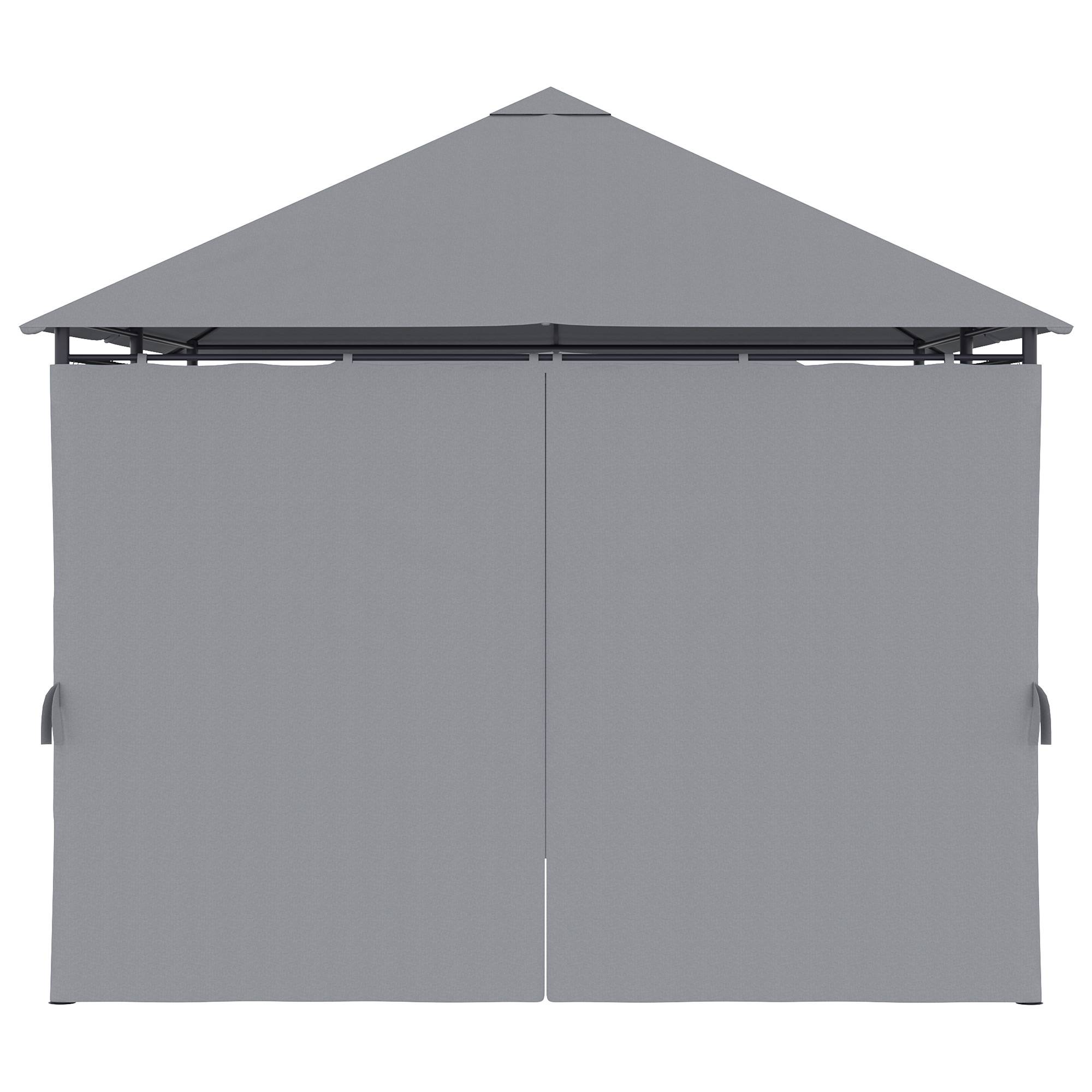 Tonnelle de jardin métal rideaux amovibles terrasse toit imperméable 3x4m gris - ComfortXL Outdoor Living - Image 9
