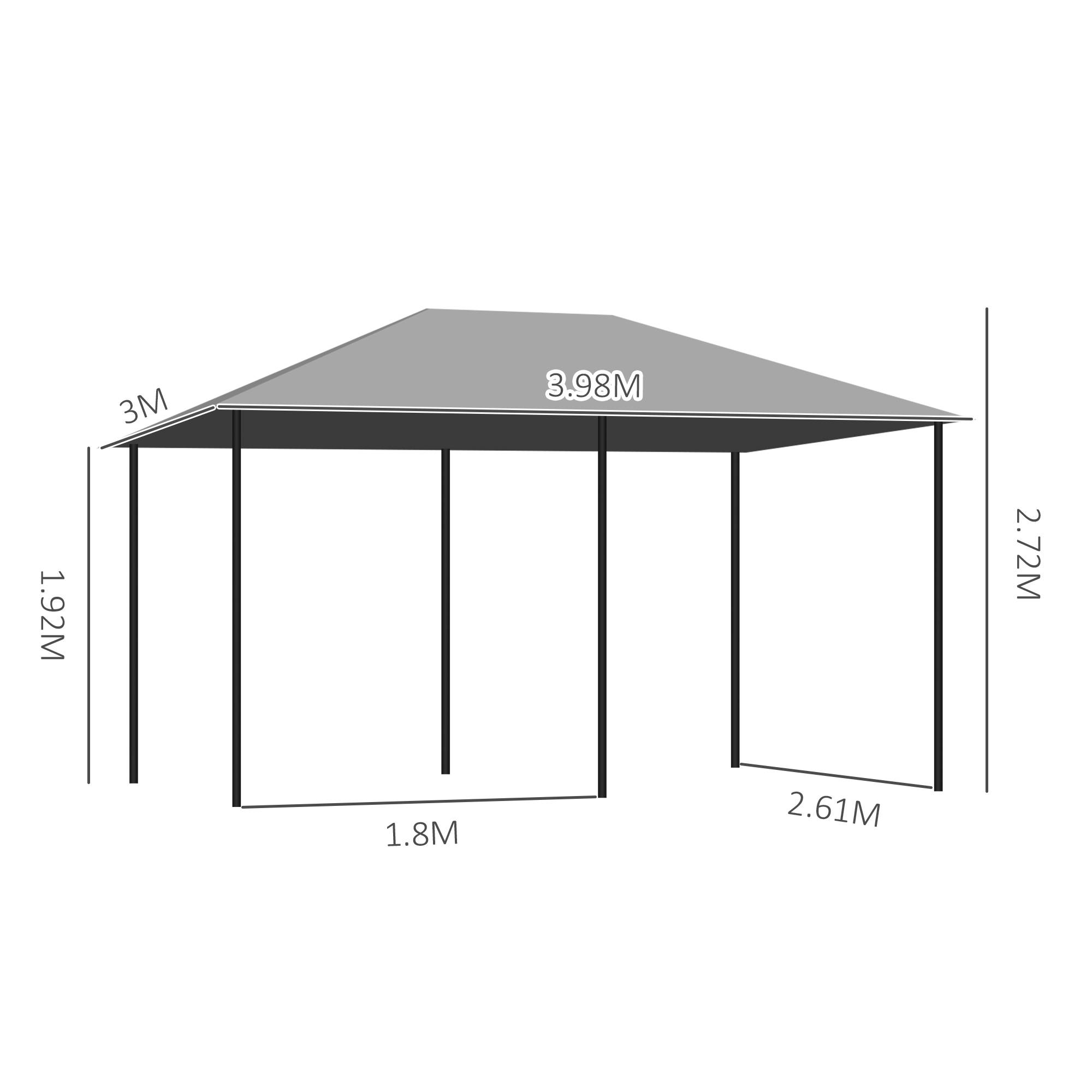 Tonnelle de jardin métal rideaux amovibles terrasse toit imperméable 3x4m gris - ComfortXL Outdoor Living - Image 5