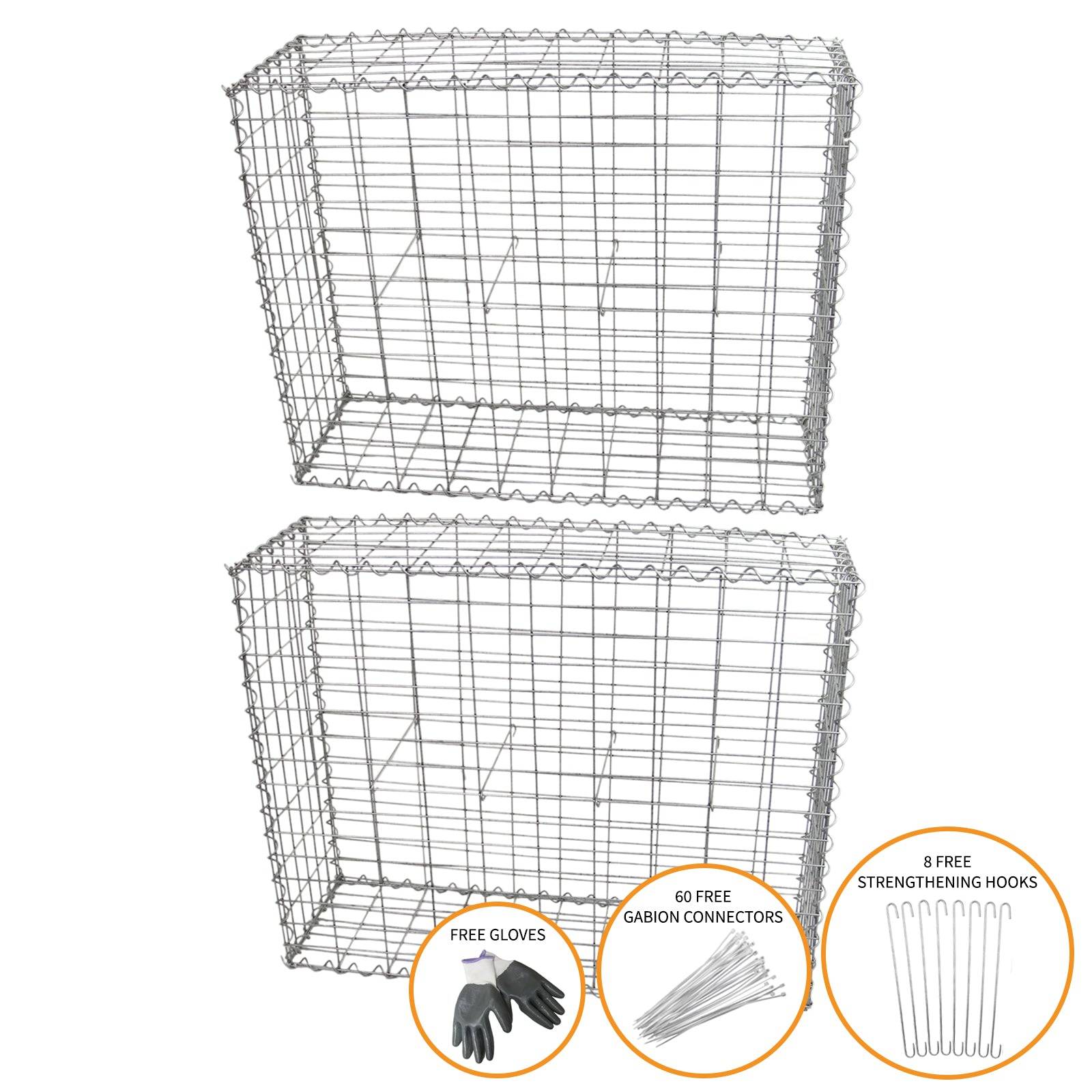 Monstershop - MonsterShop Lot de 2 Paniers de Gabions 100cm x 80cm x 30cm - Imagen 1