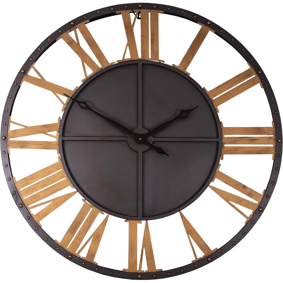 Antic Line Creations - Pendule ronde industrielle en fer 100 cm