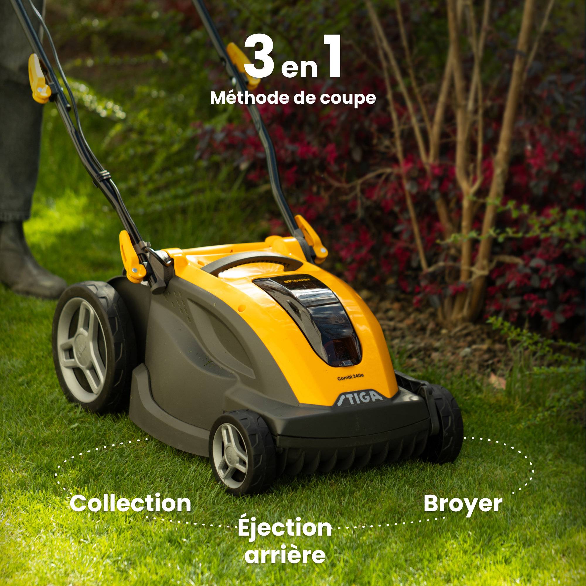 Stiga - Tondeuse Combi340e Kit, panier 40L, batterie 48V (4Ah), max. 350m² - STIGA - Imagen 4