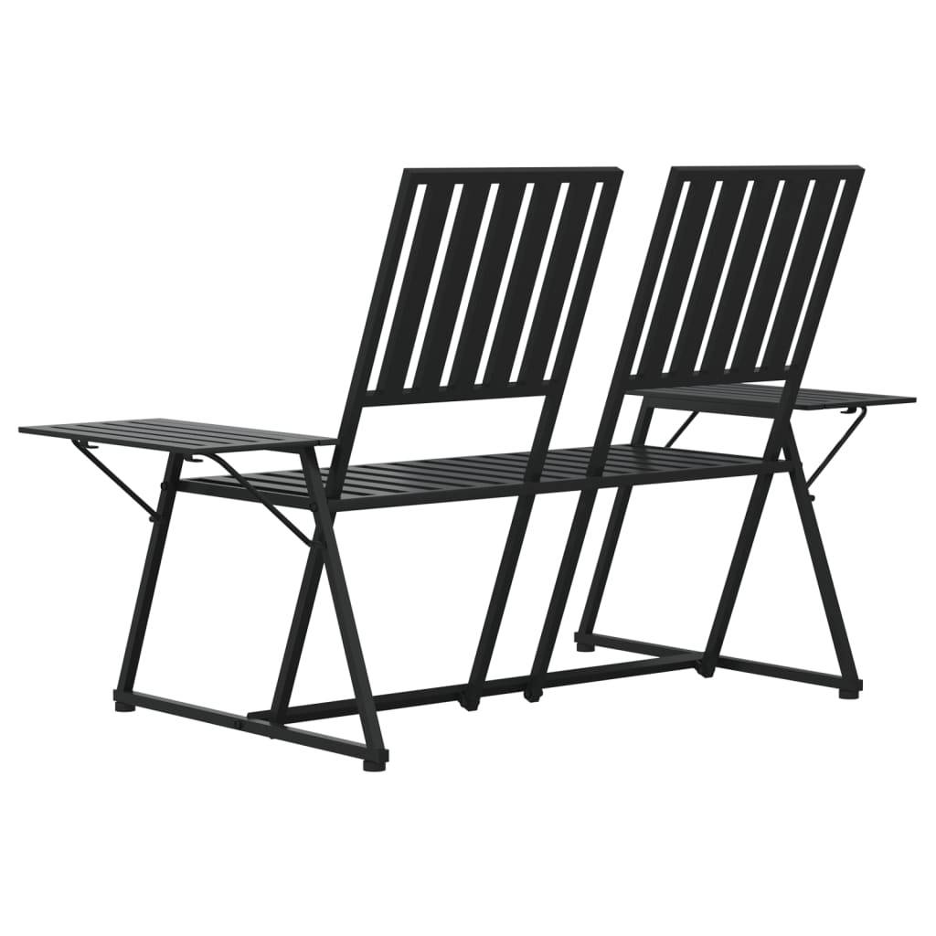Helloshop26 - Banc de jardin meuble de patio d'extérieur terrasse 2 places 165 x 75 x 93 cm noir acier - Imagen 4