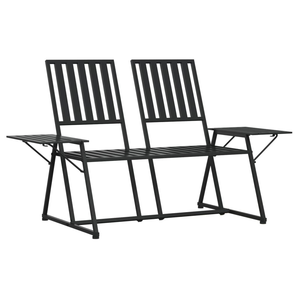 Helloshop26 - Banc de jardin meuble de patio d'extérieur terrasse 2 places 165 x 75 x 93 cm noir acier - Imagen 1