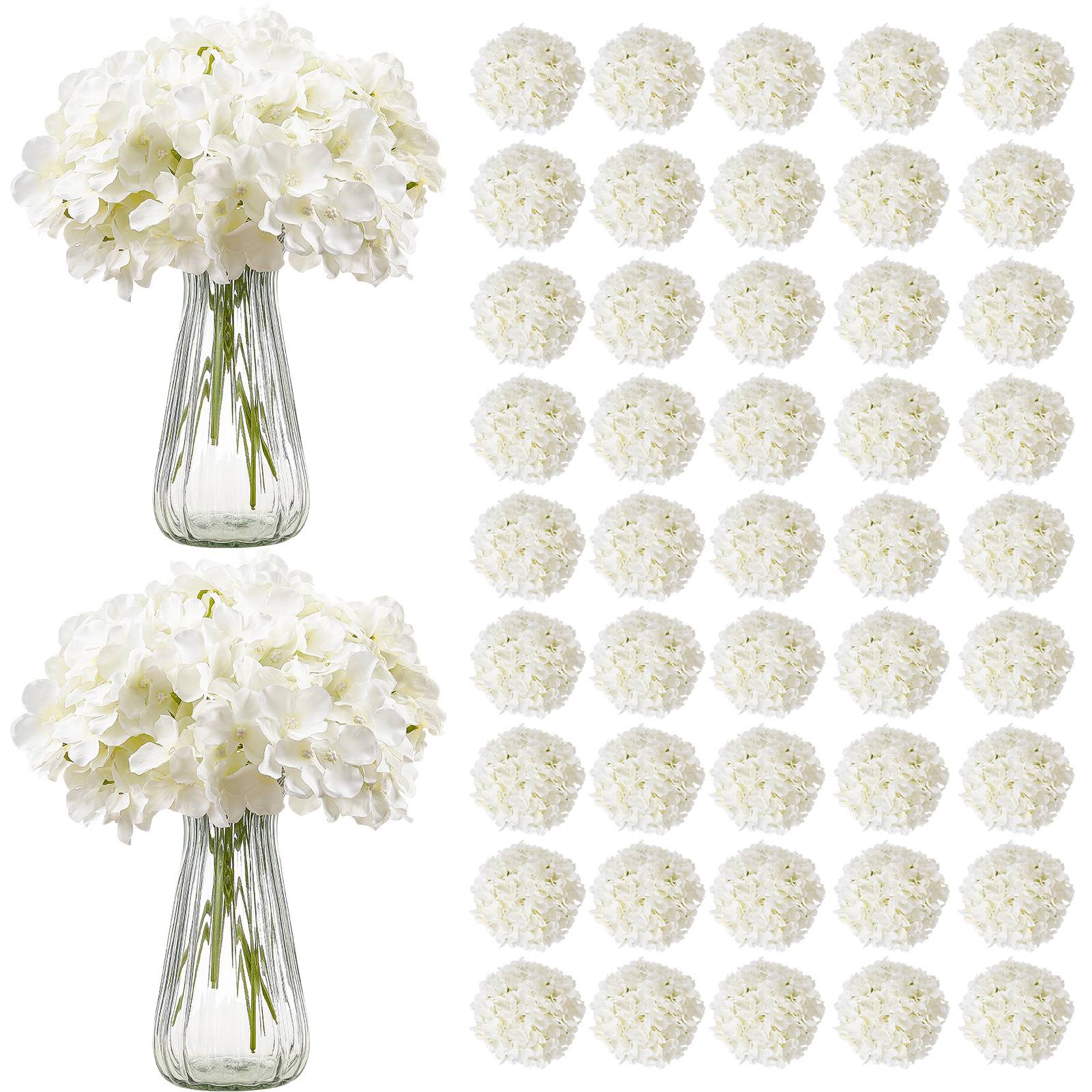 VEVOR Hortensia artificiel lot de 105, 250mm. Aspect réaliste, tête 152mm. Décoration intérieure, fêtes. Blanc. - Image 1