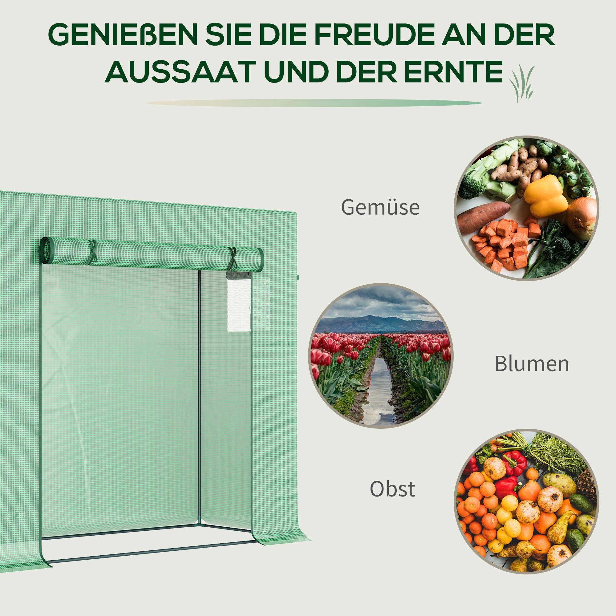 Sans Marque - Serre aluminium porte enroulable fenêtres latérales acier plastique 200x76x168 cm verte serre jardin balcon - Image 9