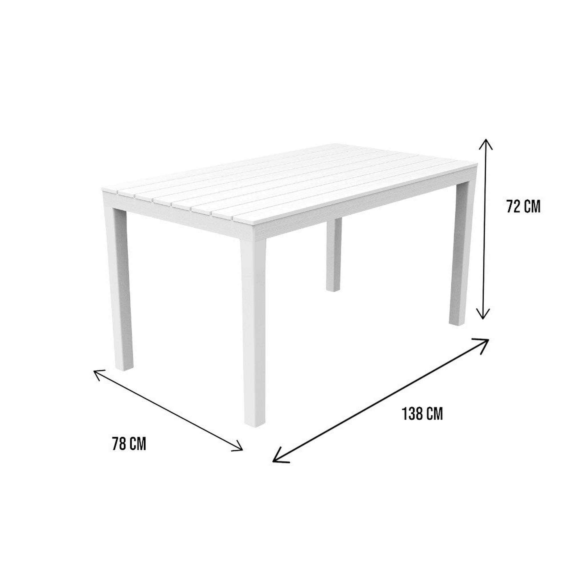 Dmora - Table d'extérieur Vasto, Étagère à manger rectangulaire, Table de jardin polyvalente intérieure et extérieure, 138x78h72 cm, Blanc - Dmora - Imagen 3