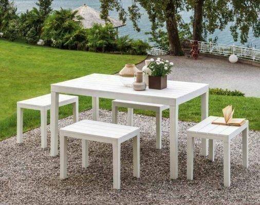 Dmora - Table d'extérieur Vasto, Étagère à manger rectangulaire, Table de jardin polyvalente intérieure et extérieure, 138x78h72 cm, Blanc - Dmora - Imagen 5