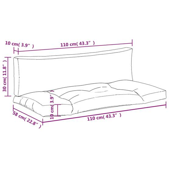 Lot de 2 Coussins pour Banquette Palette en Tissu Imperméable Décoration Jardin Bleu 110x58cm – ComfortXL Outdoor Living - Image 10