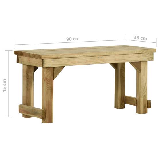 Helloshop26 - Banc de jardin meuble de patio d'extérieur terrasse 90 cm bois de pin imprégné - Imagen 6